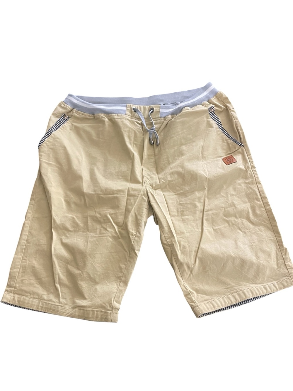 Men's Beige Cargo Shorts with Drawstring Waist